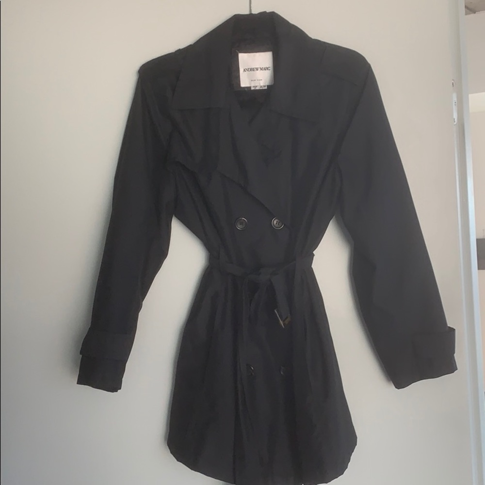 Andrew Marc black Trench coat excellent condition.